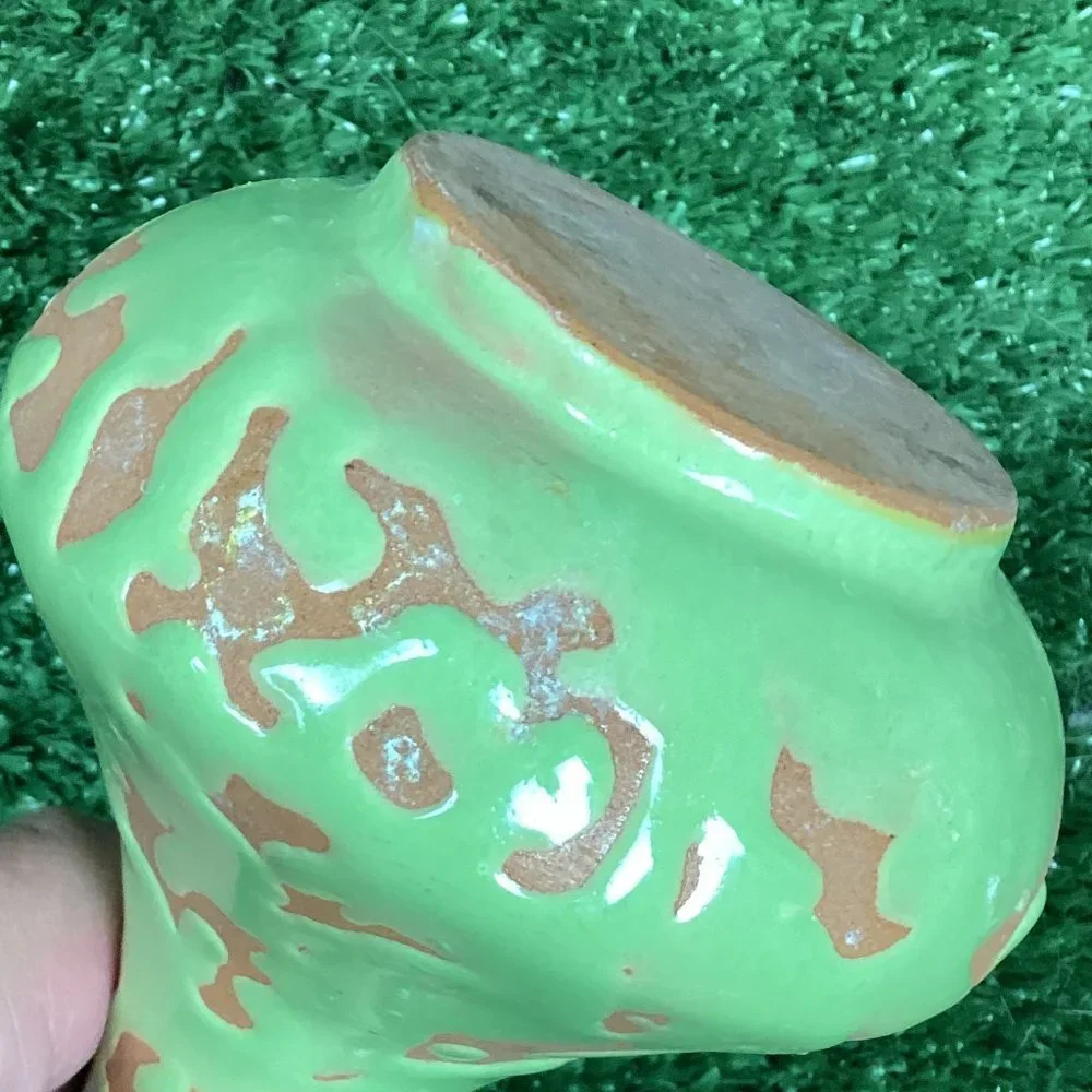 Vintage Bud Vase Green Drip Glaze